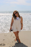 Cream Cotton Pleated Romper