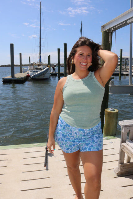 Green Ribbed Henley Tank