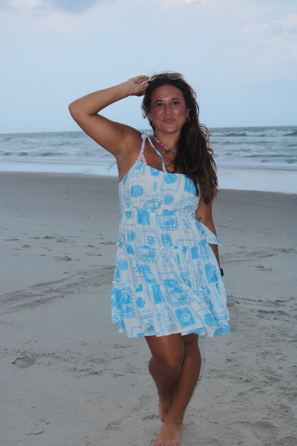 Blue Seashell Mini Dress