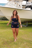 Nautical Navy Knit Mini Shorts