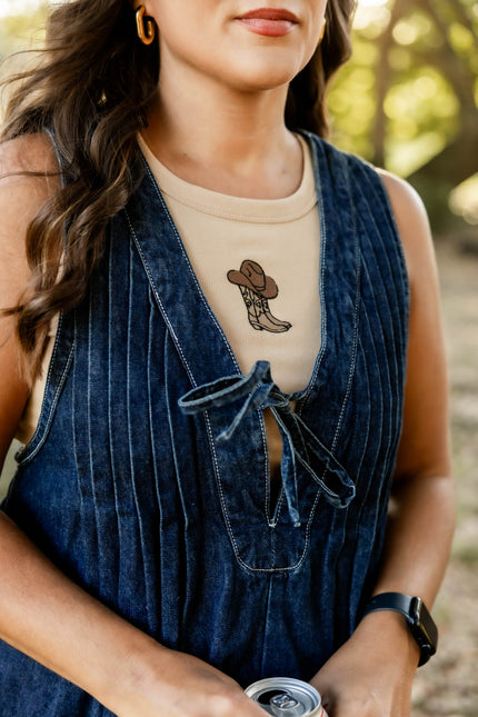 Embroidered Cowboy Boot Baby Tank