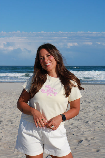 Pale Yellow Lobster Patch Baby Tee
