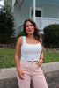 White Knitted Square Neck Tank