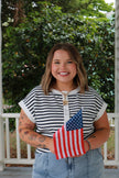 Navy & White Striped Top