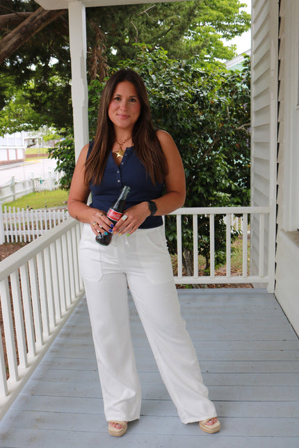 Flowy White Linen Pants