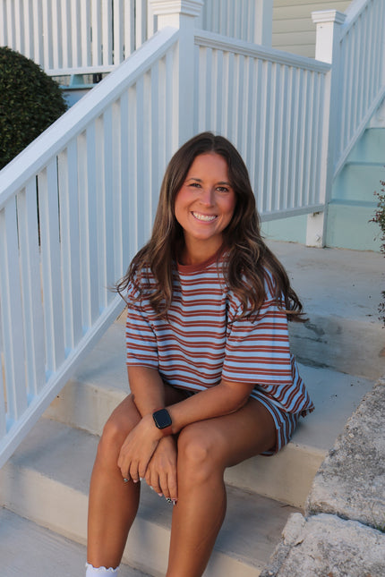 Brown & Blue Striped Tee