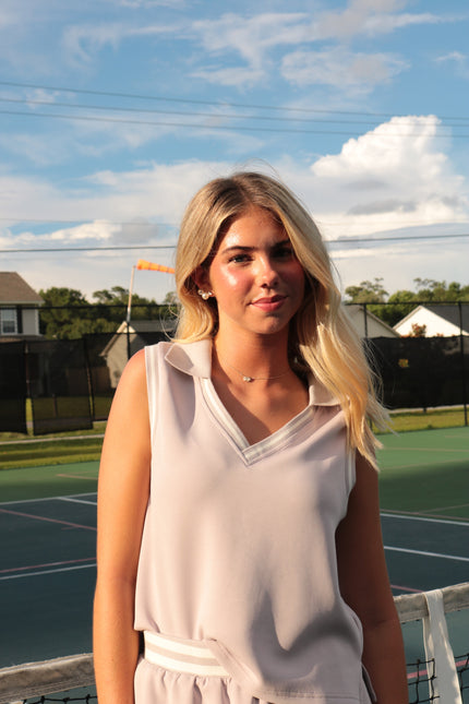 Misty Lilac Athletic Polo Tank