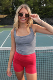 Black Gingham Square Neck Tank