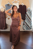 Brown Polka Dot & Lace Maxi
