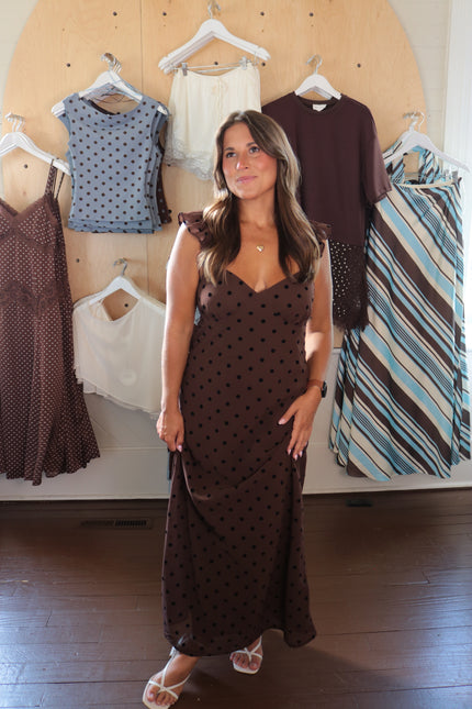 Brown & Black Polka Dot Maxi Dress