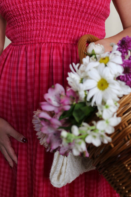 Hot Pink Gingham Maxi Dress