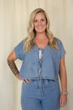 Denim Front Tie Blouse