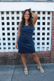 Navy Corduroy Mini Dress