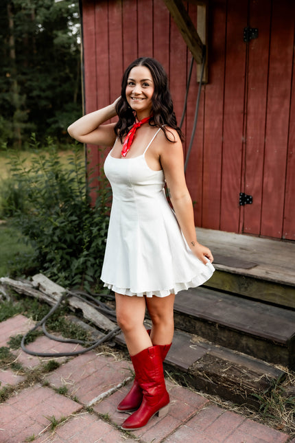 White Flowy Mini Dress