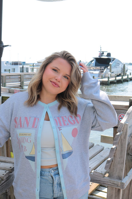 Sailboat Crewneck Cardigan