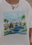 Watercolor Sailboats Oversized Graphic Tee