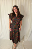 Dark Leafy Patterned Maxi Dress