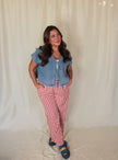 Red Gingham Flowy Pant