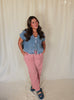 Red Gingham Flowy Pant
