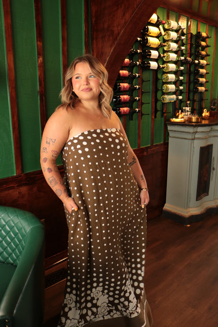 Olive Polka Dot Tube Dress