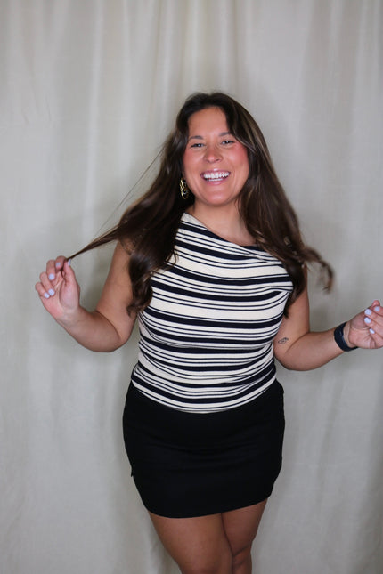 Striped Asymmetrical Sweater Top