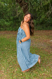 Light Blue & Navy Striped Maxi