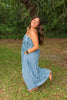Light Blue & Navy Striped Maxi
