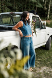 Denim Tank with Eyelet Hem