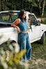 Denim Tank with Eyelet Hem