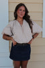 Oatmeal Gingham Bubble Top