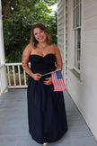 Strapless Navy Maxi Dress