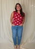 Red/Pink Polka Dot Asymmetrical Sweater Top