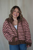 Brown/Pink Striped Fluffy Zip Up