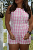 Pink Gingham Button up Vest