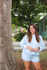 Carolina Blue/White Stripe Off The Shoulder Sweater