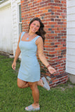 Denim Stripe Mini Dress