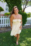 Strapless Yellow Striped Mini Dress