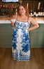 Blue Florals Scalloped Maxi Dress