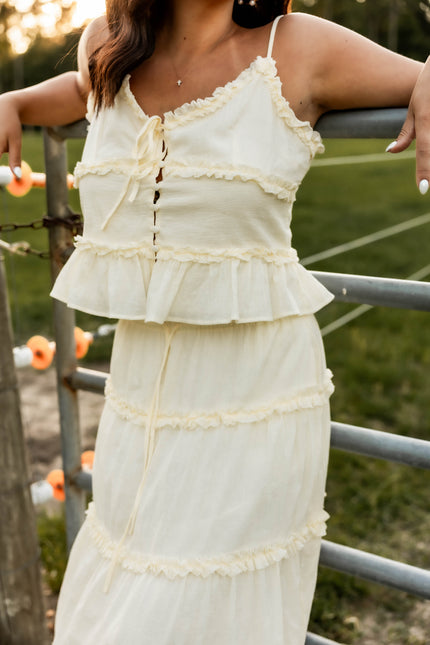 Butter Yellow Chiffon Ruffle Tank