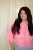 Pink Short Sleeve Knit Cardigan