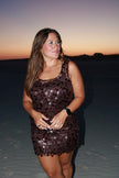 Brown Sequin Mini Dress
