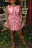 Tailored Orange/Pink Striped Mini Skirt