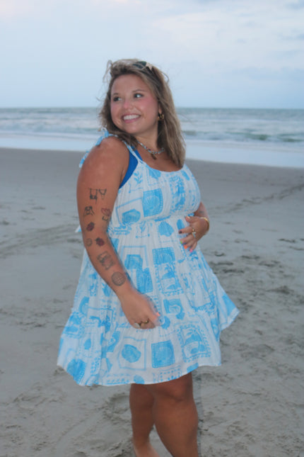 Blue Seashell Mini Dress