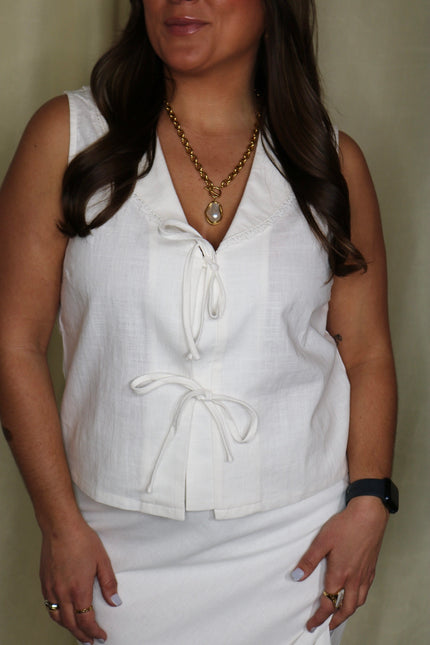 Linen Front Tie Top