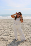 Cream Wide Leg Flowy Pants