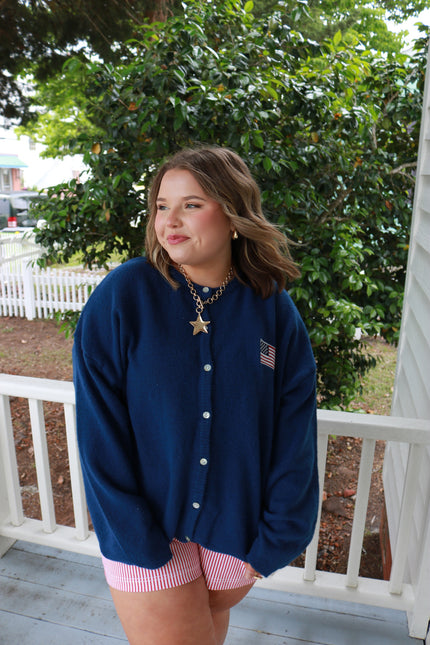 Navy American Flag Cardigan