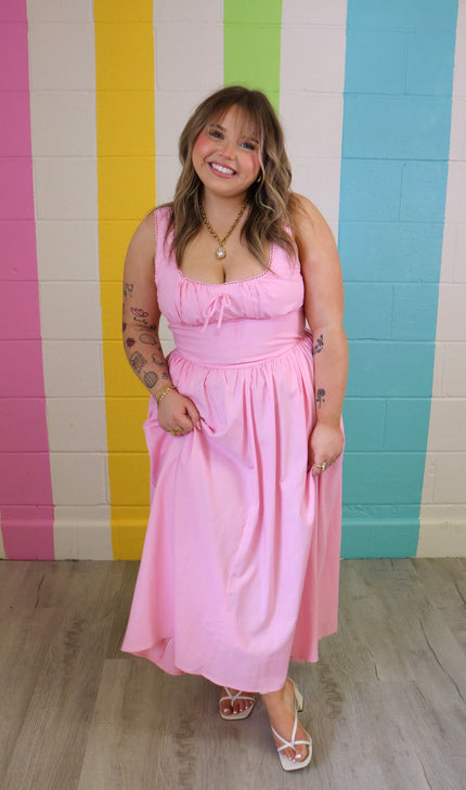 Pink Corset Maxi Dress