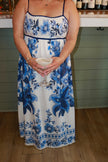 Blue Florals Scalloped Maxi Dress