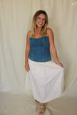 Strapless Denim Corset Maxi Dress