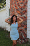 Denim Stripe Mini Dress